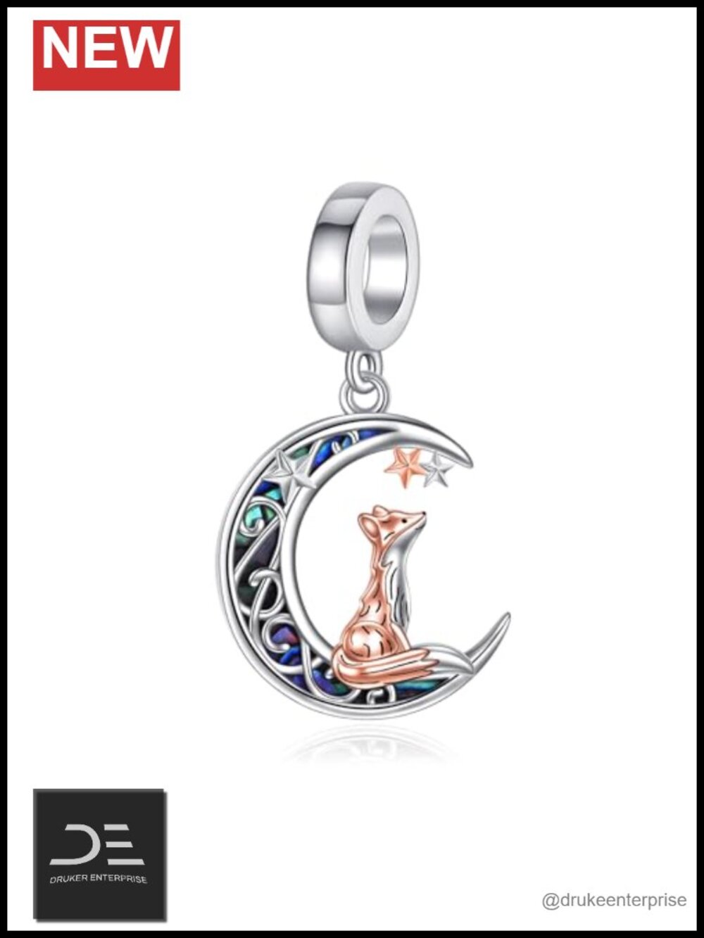 Moon Fairy Fox Skunk Jellyfish Artist Palette 925 Sterling Silver Charm Bead